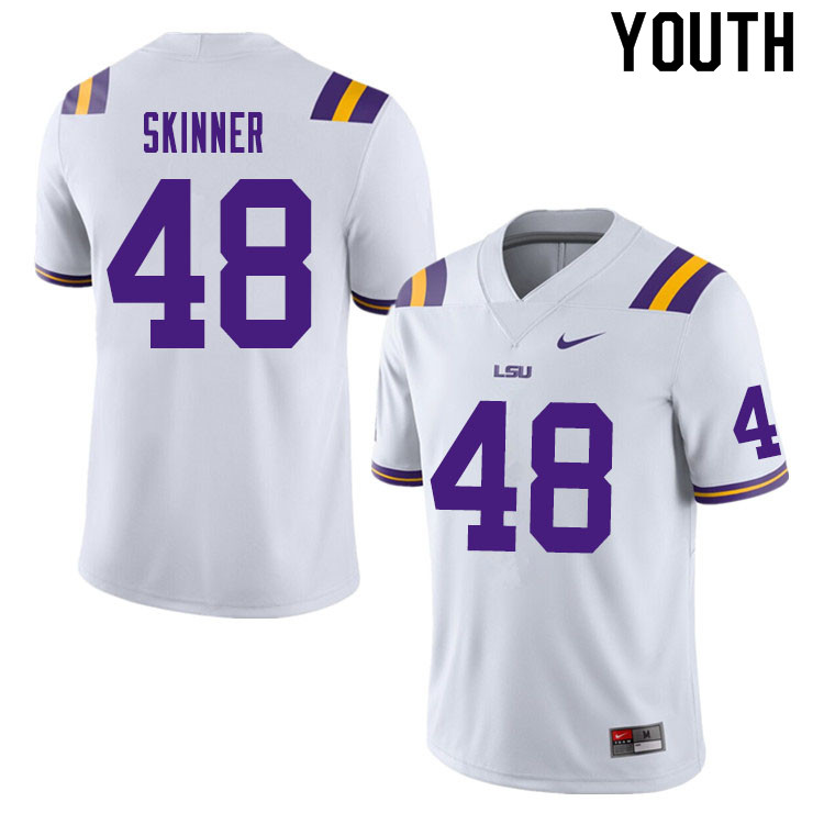 Youth #48 Quentin Skinner LSU Tigers College Football Jerseys Sale-White
